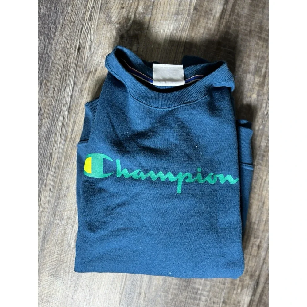 Champion Authentic Activewear Vintage Teal Mens XL Saeatshirt - Picture 7 of 8